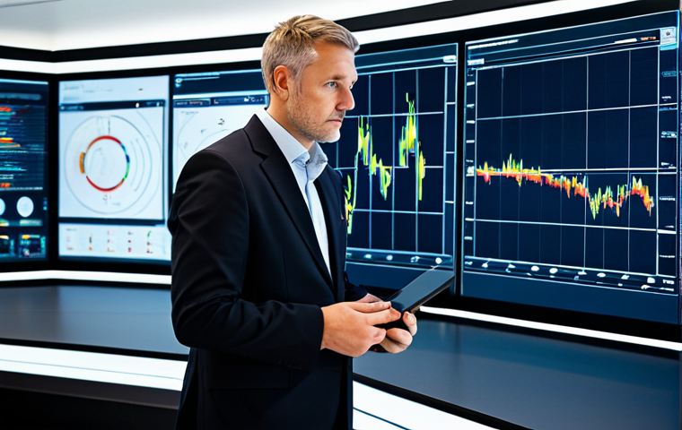 A professional fire safety manager, fully clothed in a modest business suit, standing confidently in a modern, high-tech control room. Large, futuristic display screens behind them show intricate real-time data visualizations, predictive analytics, and fire risk maps. IoT sensor data streams are visible. The manager is looking thoughtfully at the data, conveying a sense of proactive safety management and technological integration. safe for work, appropriate content, fully clothed, professional, perfect anatomy, correct proportions, natural pose, well-formed hands, proper finger count, natural body proportions, professional photography, high quality.