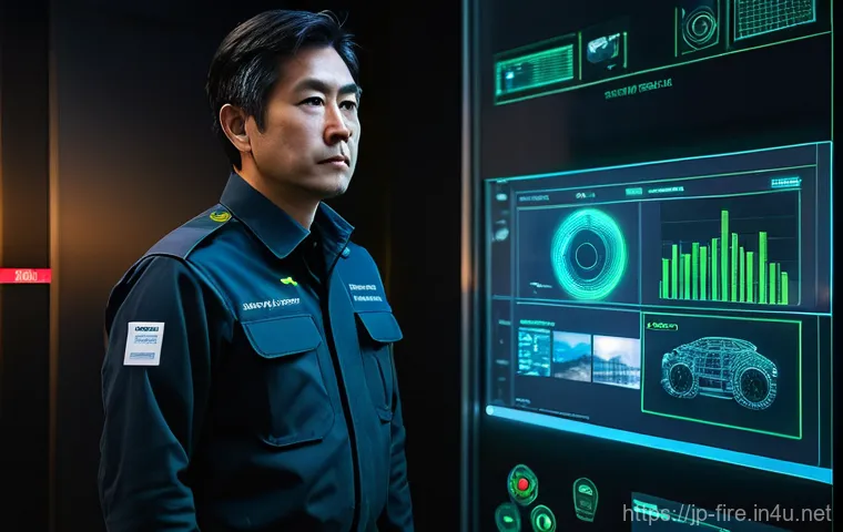 화재안전관리 직무에서의 문제 해결 역량 - Image Prompt 1: Proactive Fire Safety in a Smart Building Control Room** 화재안전관리 직무에서의 문제 해결 역량 - Image Prompt 1: Proactive Fire Safety in a Smart Building Control Room**