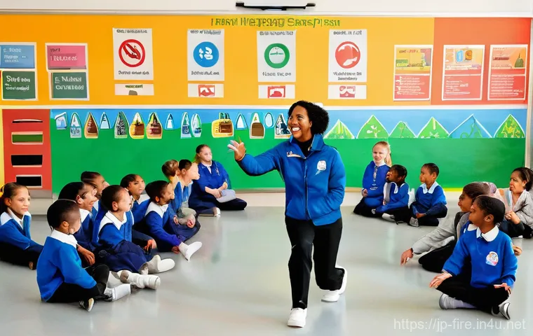 화재안전관리 기술자의 커리어 전환 사례 - A confident fire safety consultant, dressed in a sharp, modern business suit, is seated at a large c...